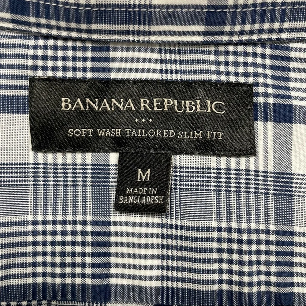 Banana Republic Men’s 100% Cotton Button Down Shirt White/Gray Size M